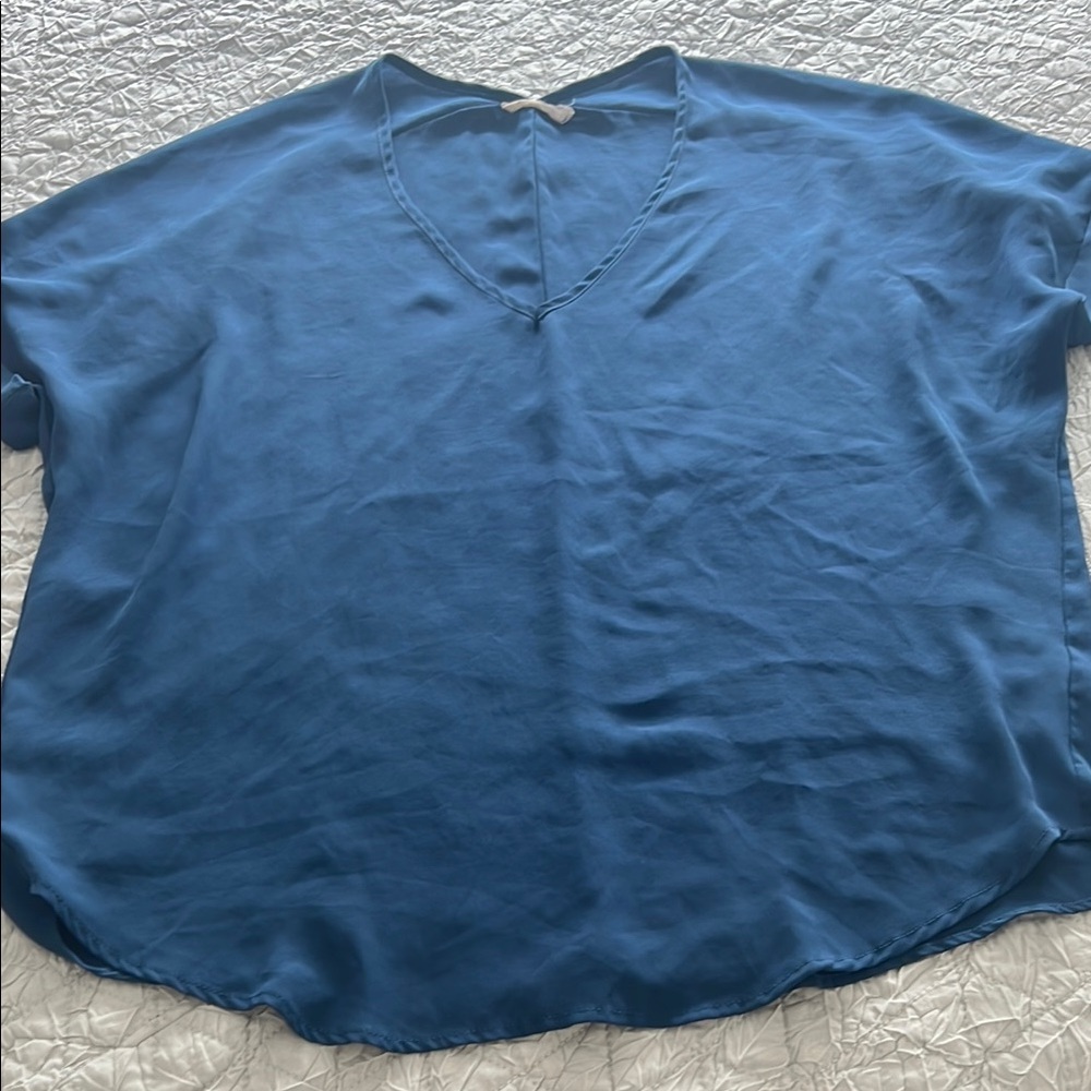 Lush Blue Dolman Sleeve Oversized Blouse